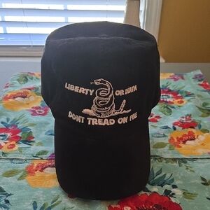 Black Cap with Embroidered Design